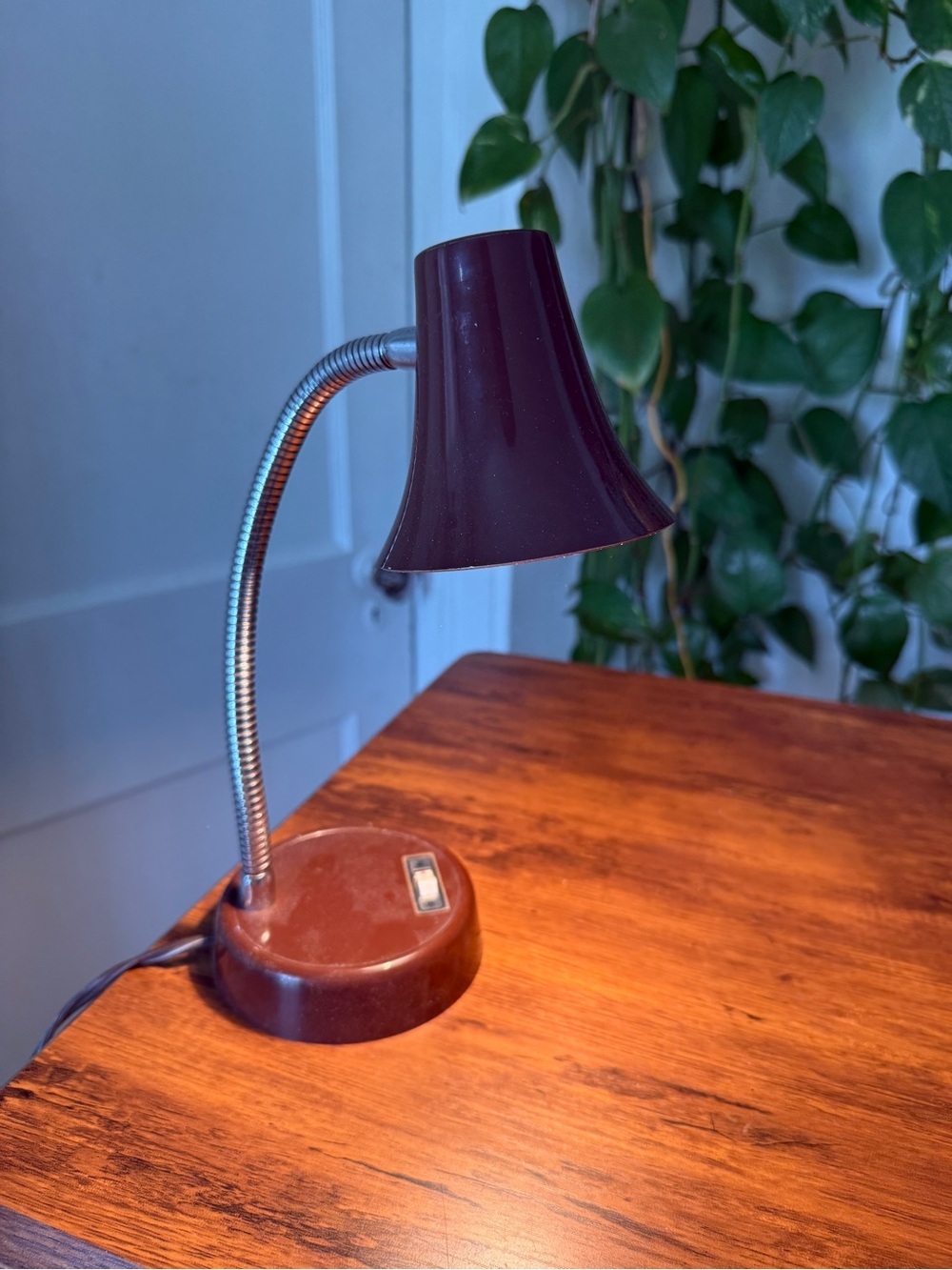 Vintage Adjustable Desk Lamp in Deep Brown